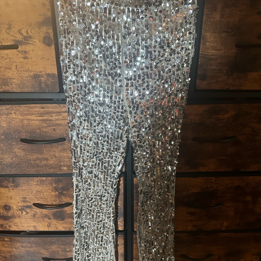 Sequin high waisted bell bottoms